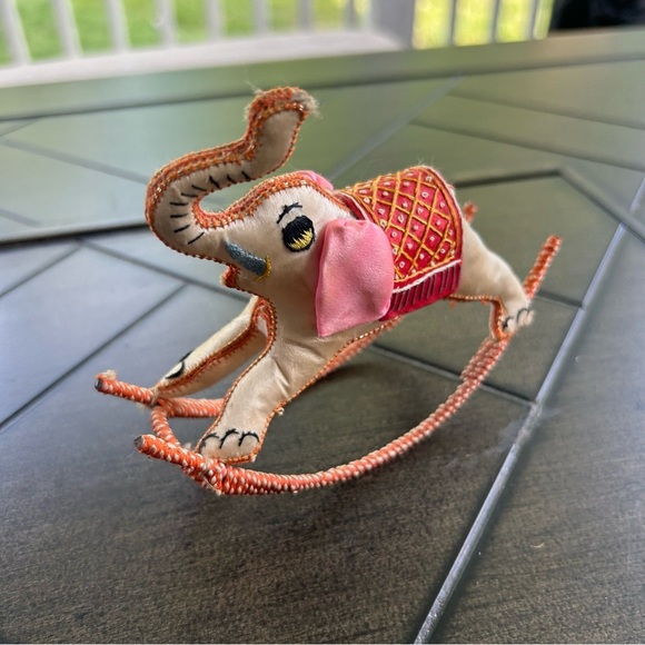 Vintage RARE handmade rocking Elephant figure embellished ornate nursery - Picture 7 of 9